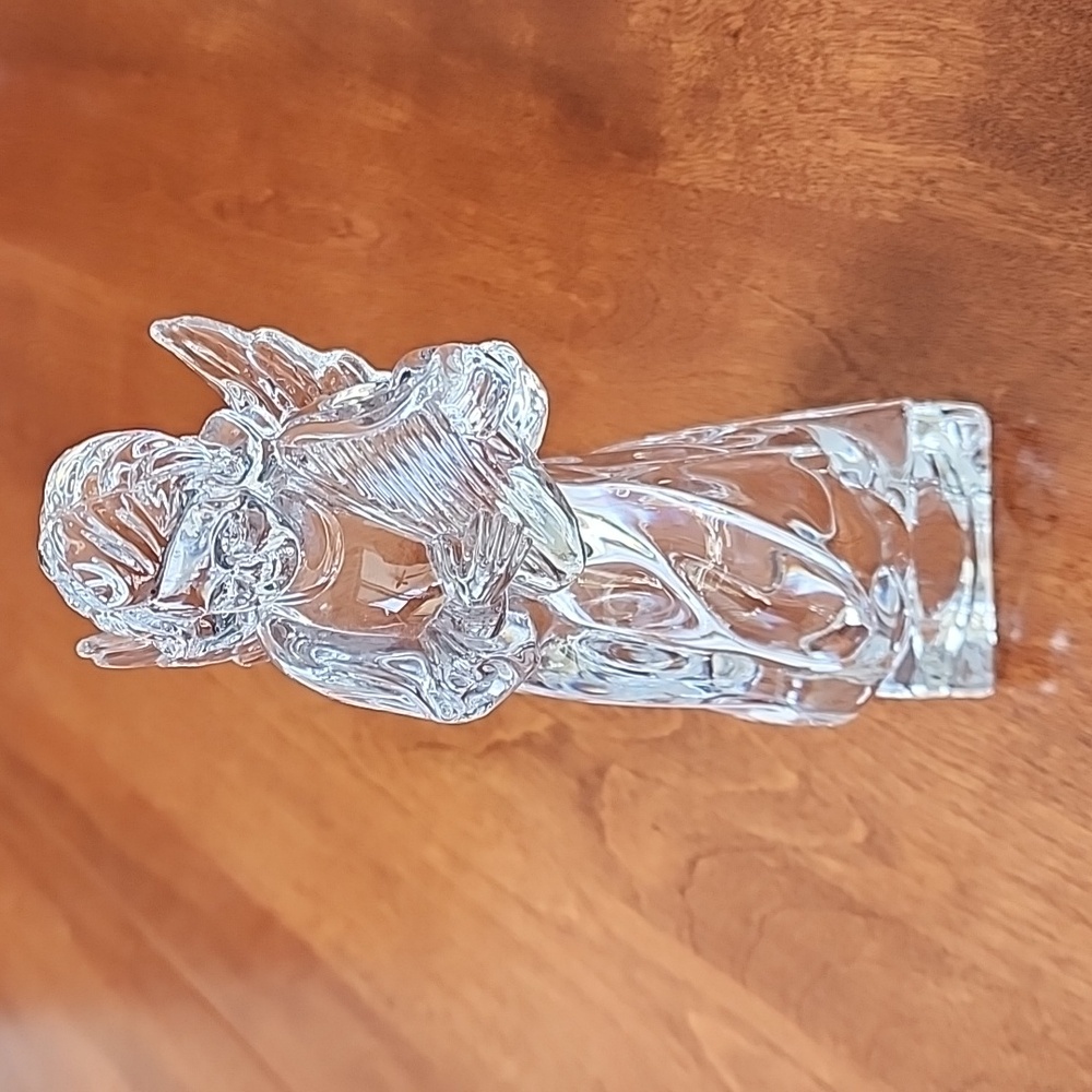 Vtg Mikasa Lead Crystal Angel Playing Harp